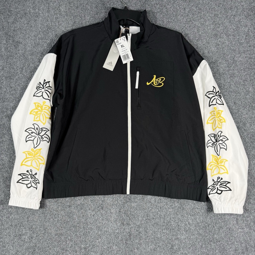 NWT adidas Lailaa Basketball Track Jacket Womens XL Black White Floral Full Zip